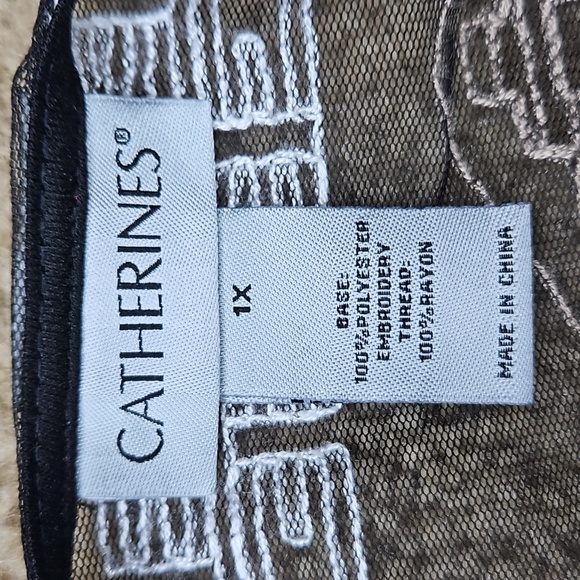 Catherine's 1X Tribal Art-to-Wear Mesh Open Lace Embroidered Boho Duster - Picture 11 of 11